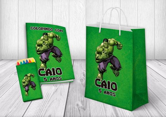 Kit Colorir + Sacola Personalizada Hulk