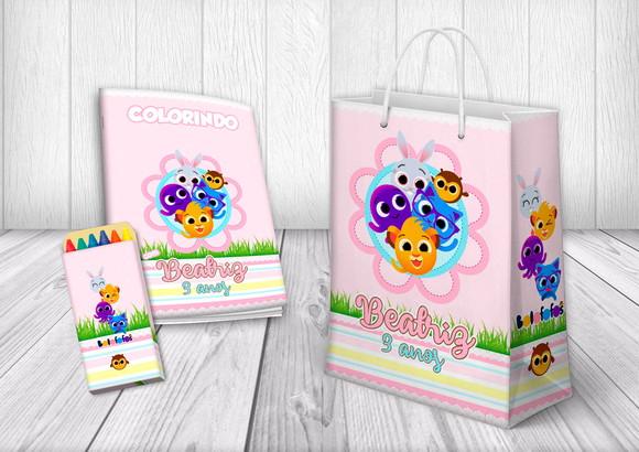 Kit Sacolinha + Livro de Colorir Bolofofos (tamanho P)