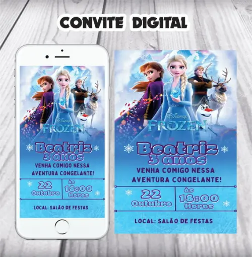 Convite Digital Frozen para Enviar pelo Whatsapp