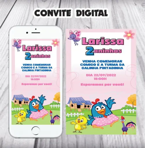 Convite Digital Galinha Pintadinha para Enviar pelo Whatsapp