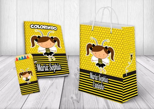 Kit Colorir + Sacola Personalizada Abelinha