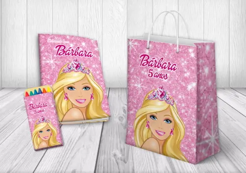 Kit Colorir + Sacola Personalizada Bárbie
