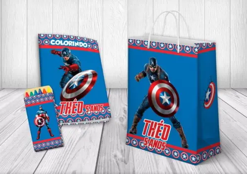 Kit Colorir + Sacola Personalizada Capitão América