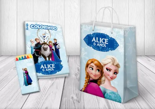 Kit Colorir + Sacola Personalizada Frozen