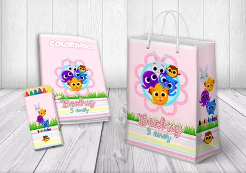Kit Sacolinha + Livro de Colorir Bolofofos (tamanho P)
