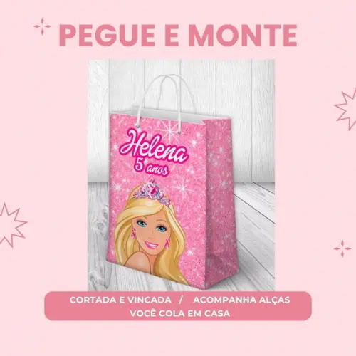 Pegue e Monte Sacolinha Personalizada Bárbie