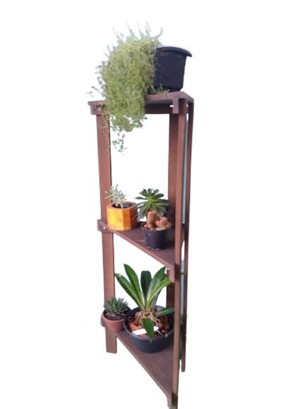 Jardim Vertical de Canto de Madeira Maciça Envernizada