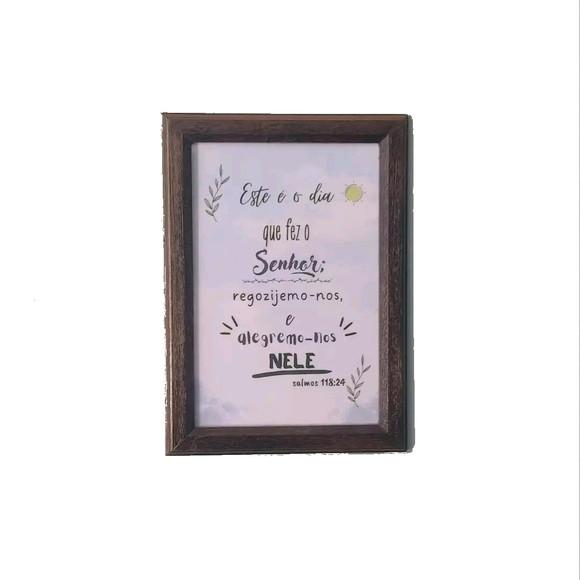Quadro Decorativo Versículo Bíblico com Moldura de Madeira