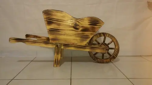 Carrinho de Mão de Madeira Suporte para Plantas