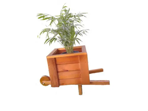 Carriola de madeira vaso para plantas