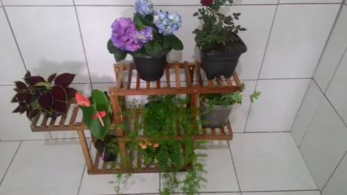 Floreira de Chão Suporte P Vasos de Plantas Jardim Vertical