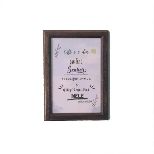 Quadro Decorativo Versículo Bíblico com Moldura de Madeira