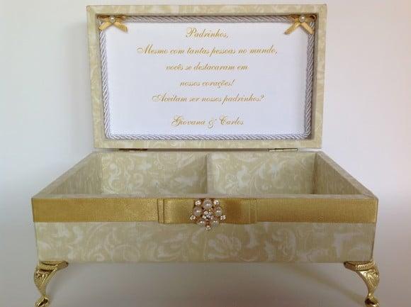 Caixa Convite Casamento Padrinhos