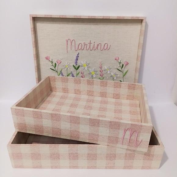 Caixa e Bandeja Maternidade Xadrez