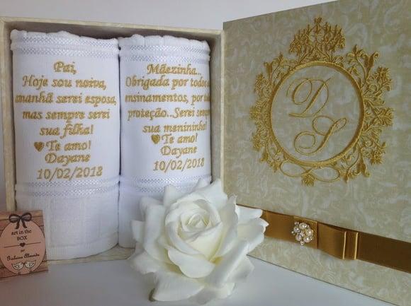 Caixa para os Pais da Noiva Marfim e Dourado