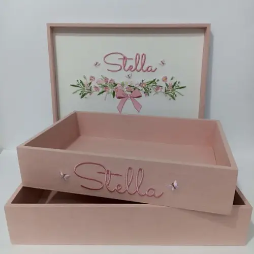 Caixa e Bandeja Maternidade Floral