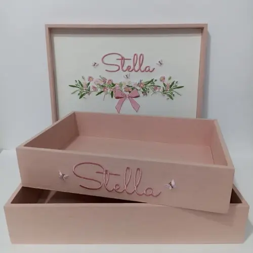 Caixa e Bandeja Maternidade Floral