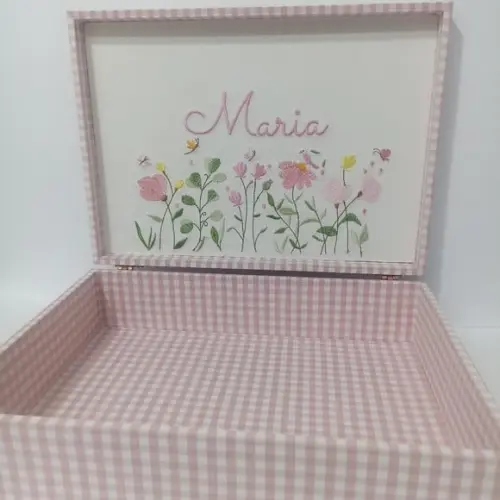 Caixa Maternidade Xadrez Rosa