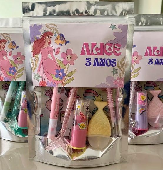 Kit Papelaria Fofa Ariel (saquinho com 6 Itens)