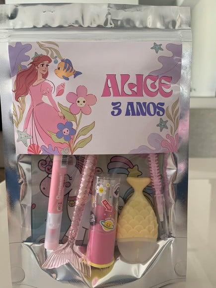 Kit Papelaria Fofa Ariel (saquinho com 6 Itens)