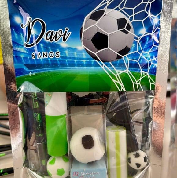 Kit Papelaria Fofa Futebol (saquinho com 6 Itens)
