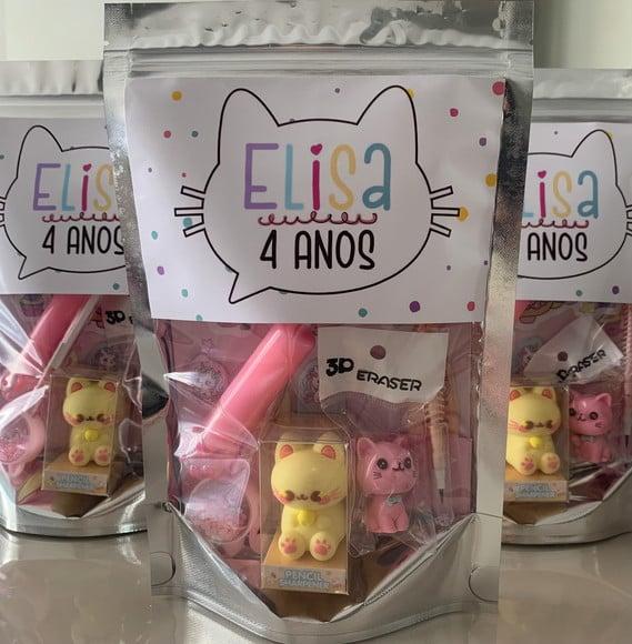 Kit Papelaria Fofa Gatinho (saquinho com 6 Itens)
