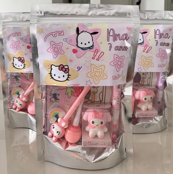 Kit Papelaria Fofa Hello Kitty (saquinho com 6 Itens)