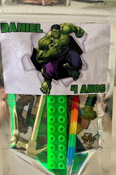 Kit Papelaria Fofa Hulk (saquinho com 4 Itens)