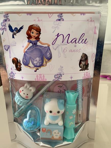 Kit Papelaria Fofa Princesinha Sofia (saquinho com 6 Itens)