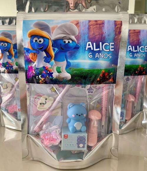 Kit Papelaria Fofa Smurfs (saquinho com 6 Itens)
