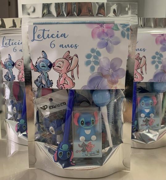 Kit Papelaria Fofa Stitch e Angel (saquinho com 6 Itens)