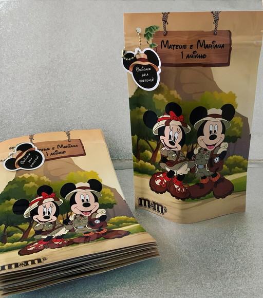 Saquinho Zip Lock Mickey e Minnie Safari