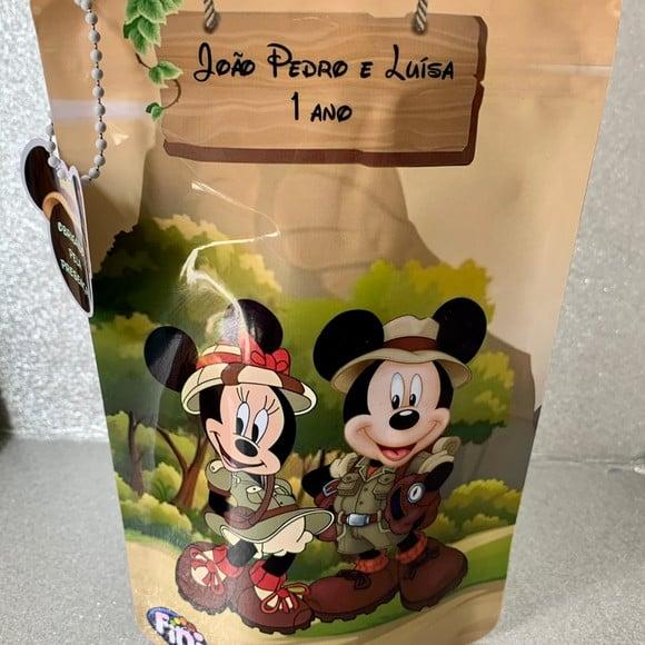Saquinho Zip Lock Mickey e Minnie Safari