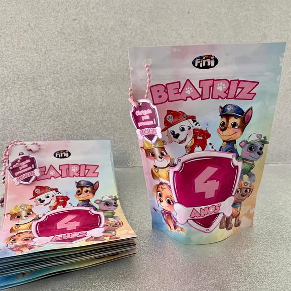 Saquinho Zip Lock Patrulha Canina Rosa