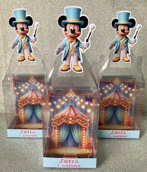 Caixinha de Acetato para Relógio Circo do Mickey