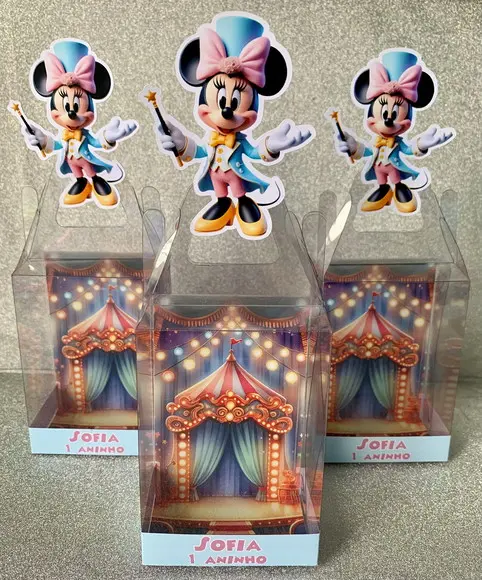 Caixinha de Acetato para Relógio Circo da Minnie