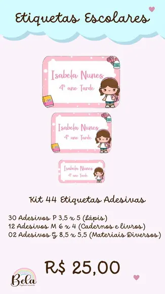 Kit Etiquetas Escolares Volta às Aulas
