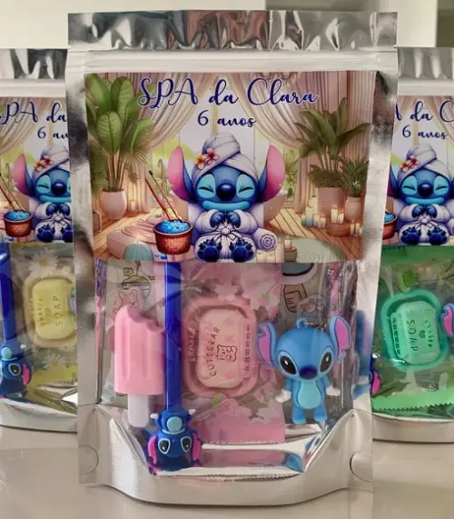 Kit Lembrancinha Papelaria Fofa Spa Stitch (6 Itens)
