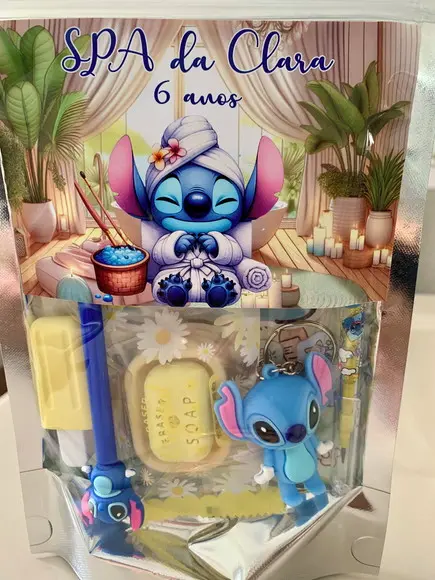 Kit Lembrancinha Papelaria Fofa Spa Stitch (6 Itens)