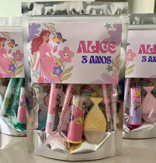Kit Papelaria Fofa Ariel (saquinho com 6 Itens)