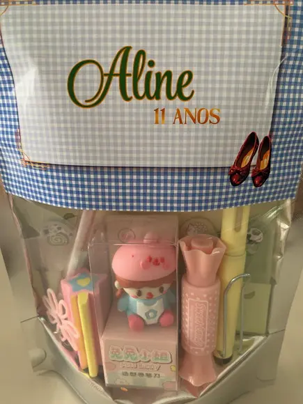 Kit Papelaria Fofa Alice (saquinho com 6 Itens)