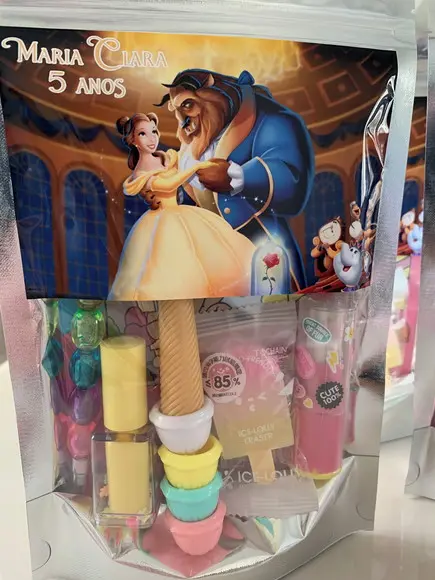 Kit Papelaria Fofa Bela e a Fera (saquinho com 6 Itens)