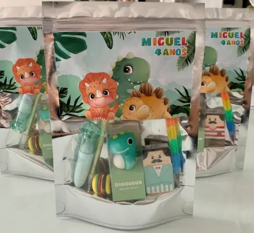 Kit Papelaria Fofa Dinossauro (saquinho com 6 Itens)