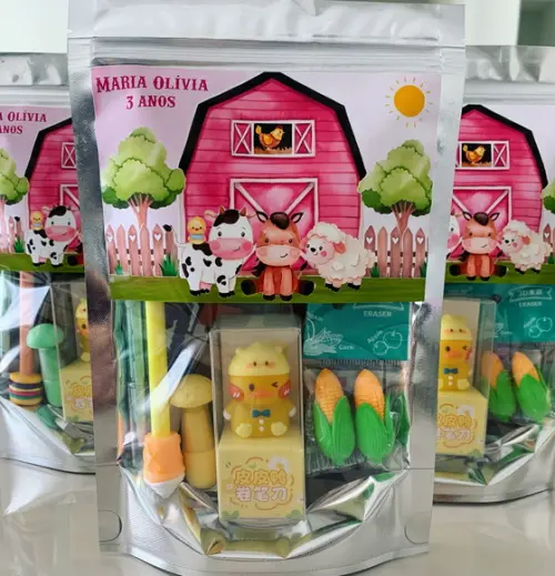 Kit Papelaria Fofa Fazendinha (saquinho com 6 Itens)