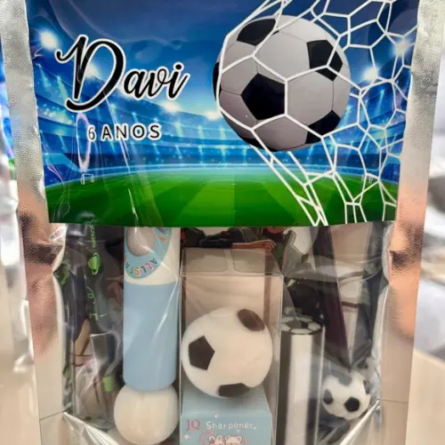 Kit Papelaria Fofa Futebol (saquinho com 6 Itens)
