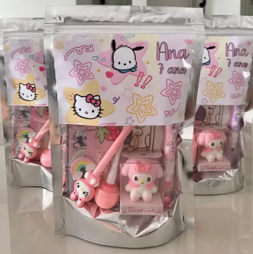 Kit Papelaria Fofa Hello Kitty (saquinho com 6 Itens)