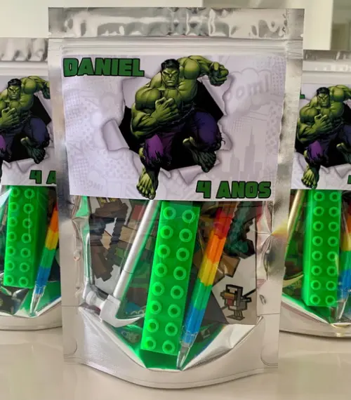 Kit Papelaria Fofa Hulk (saquinho com 4 Itens)