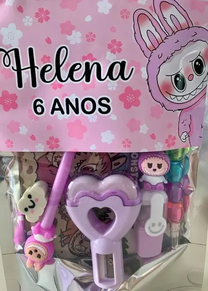 Kit Papelaria Fofa Labubu (saquinho com 6 Itens)