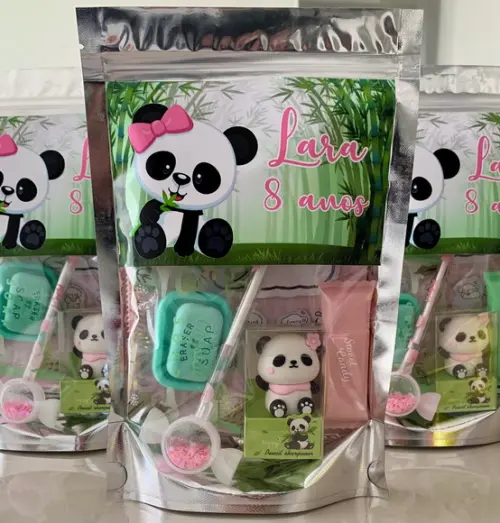 Kit Papelaria Fofa Panda (saquinho com 6 Itens)