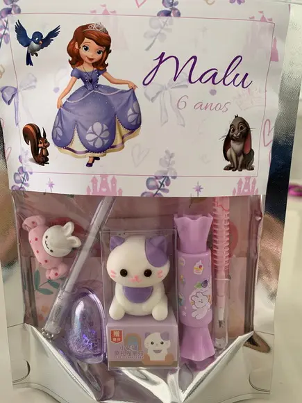 Kit Papelaria Fofa Princesinha Sofia (saquinho com 6 Itens)